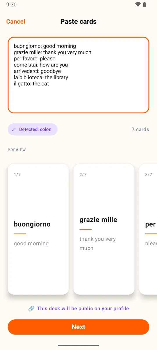 Pasting a word list into Loopky