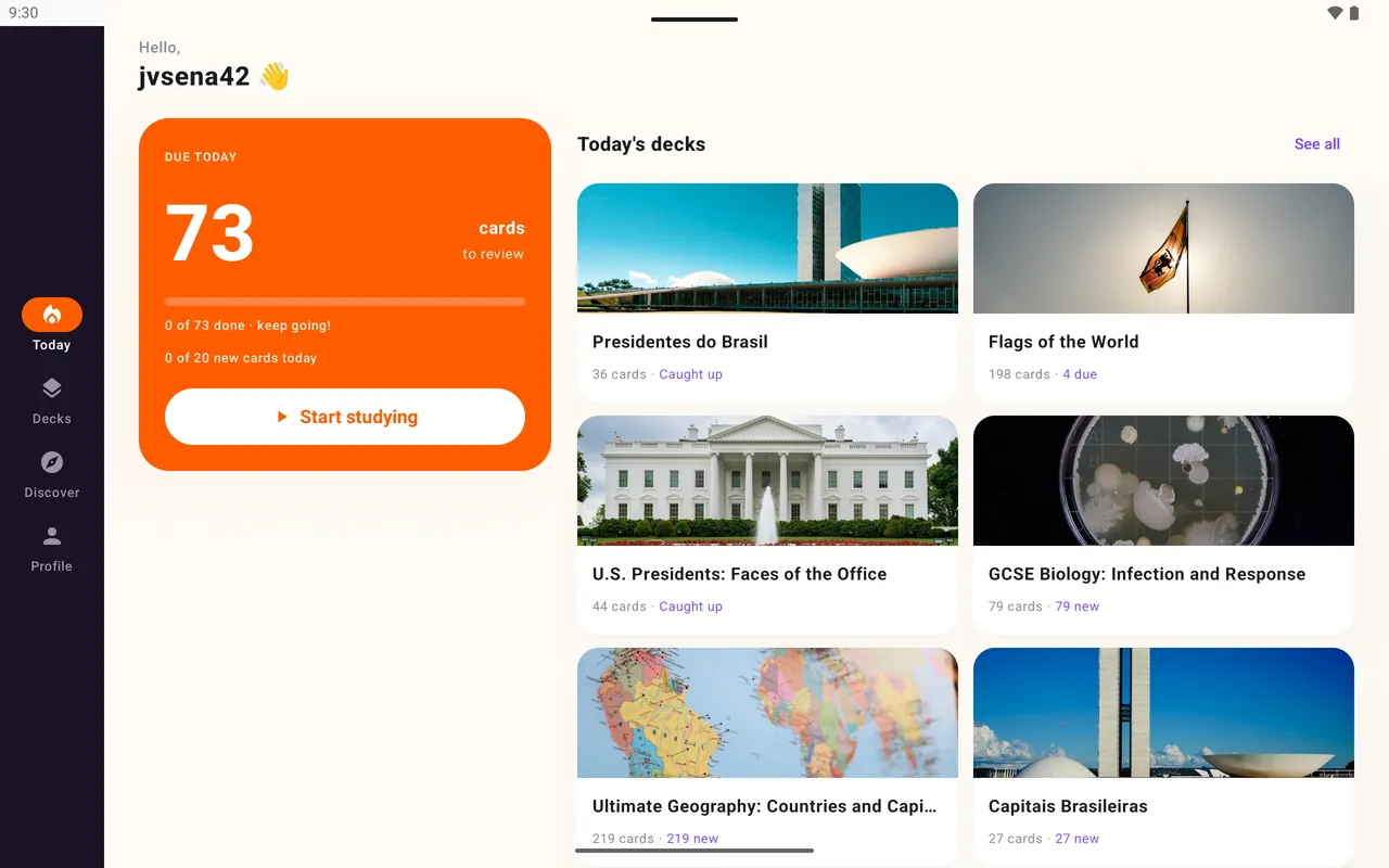 Loopky's Today screen on a tablet
