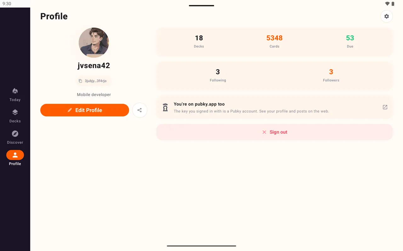 A Loopky profile on a tablet